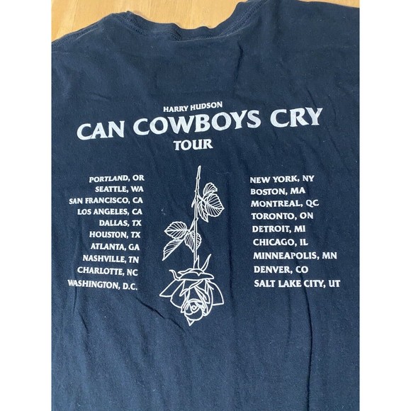 Harry Hudson Can Cowboys Cry Tour Black Concert Shirt Mens Size XXL 22.5pit2pit - Picture 4 of 7
